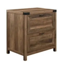 Office Furniture-Kirkland's Home Rustic Oak 2-Drawer Wood File Cabinet Brown