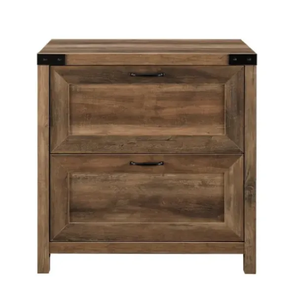 Office Furniture-Kirkland's Home Rustic Oak 2-Drawer Wood File Cabinet Brown