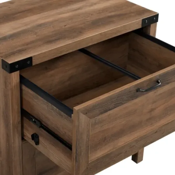 Office Furniture-Kirkland's Home Rustic Oak 2-Drawer Wood File Cabinet Brown