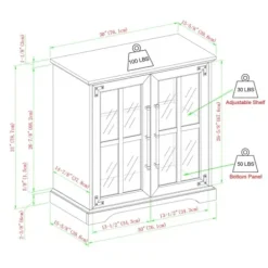 Cabinets & Sideboards-Kirkland's Home Rustic Oak Finish Window Pane Cabinet Brown