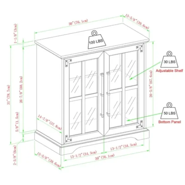 Cabinets & Sideboards-Kirkland's Home Rustic Oak Finish Window Pane Cabinet Brown