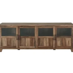 Tv Stands & Media Consoles-Kirkland's Home Rustic Oak Four Door Tv Stand Brown