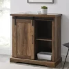 Cabinets & Sideboards-Kirkland's Home Rustic Oak Grooved Sliding Barn Door Cabinet Brown