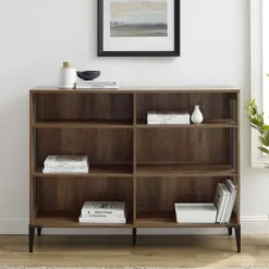 Entryway Furniture-Kirkland's Home Rustic Oak Mesh Accent Bookshelf Brown