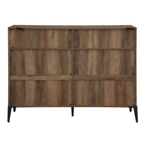 Entryway Furniture-Kirkland's Home Rustic Oak Mesh Accent Bookshelf Brown