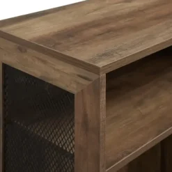 Entryway Furniture-Kirkland's Home Rustic Oak Mesh Accent Bookshelf Brown