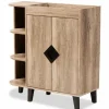 Entryway Furniture-Kirkland's Home Rustic Oak Open Shoe Storage Cabinet Tan