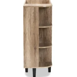 Entryway Furniture-Kirkland's Home Rustic Oak Open Shoe Storage Cabinet Tan