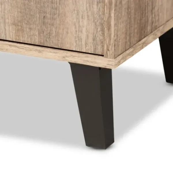 Entryway Furniture-Kirkland's Home Rustic Oak Open Shoe Storage Cabinet Tan