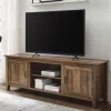 Tv Stands & Media Consoles-Kirkland's Home Rustic Oak Wood Grooved Door Tv Stand Brown