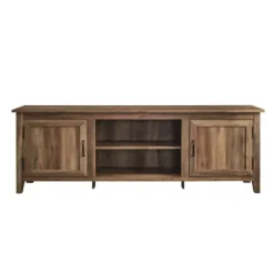 Tv Stands & Media Consoles-Kirkland's Home Rustic Oak Wood Grooved Door Tv Stand Brown