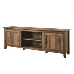 Tv Stands & Media Consoles-Kirkland's Home Rustic Oak Wood Grooved Door Tv Stand Brown