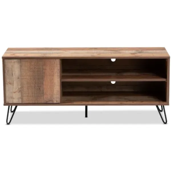 Tv Stands & Media Consoles-Kirkland's Home Rustic Oak Wood Tv Stand Brown