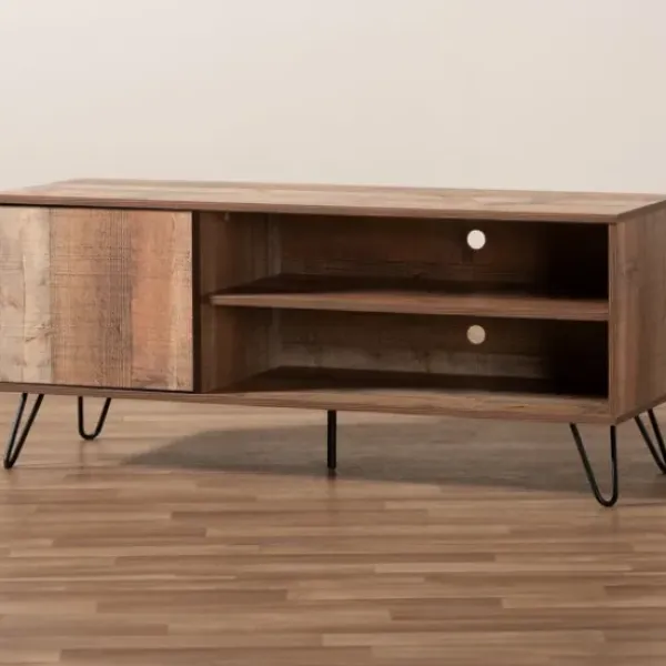 Tv Stands & Media Consoles-Kirkland's Home Rustic Oak Wood Tv Stand Brown