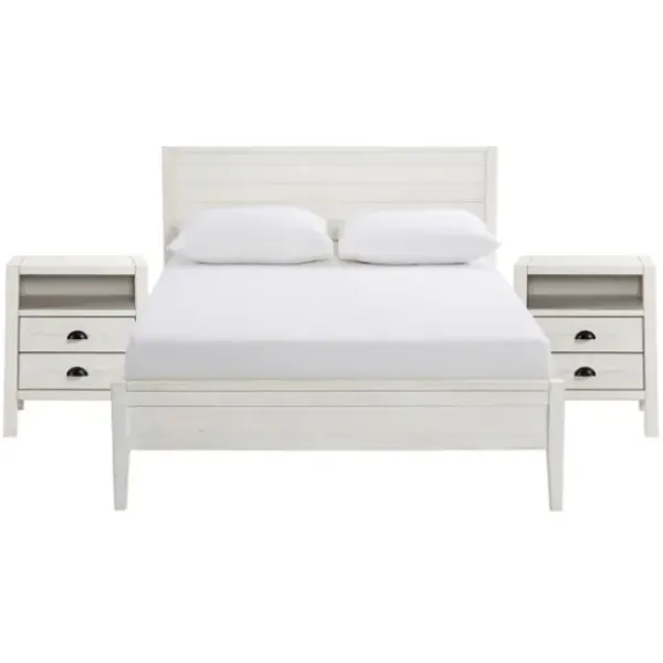 Beds & Headboards-Kirkland's Home Rustic Pine Panel 3-Pc. Full Bedroom Set White