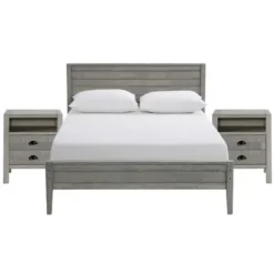 Beds & Headboards-Kirkland's Home Rustic Pine Panel 3-Pc. Full Bedroom Set Gray