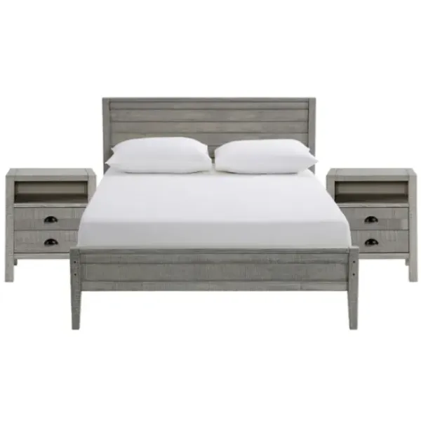 Beds & Headboards-Kirkland's Home Rustic Pine Panel 3-Pc. Full Bedroom Set Gray