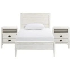 Beds & Headboards-Kirkland's Home Rustic Pine Panel 3-Pc. Twin Bedroom Set White