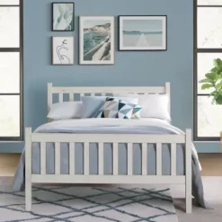 Beds & Headboards-Kirkland's Home Rustic Pine Spindle Full Bed Frame White