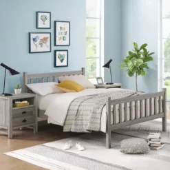 Beds & Headboards-Kirkland's Home Rustic Pine Spindle 3-Pc. Full Bedroom Set Gray