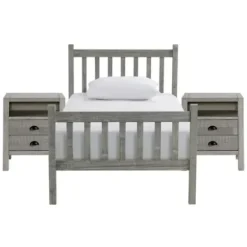 Beds & Headboards-Kirkland's Home Rustic Pine Spindle 3-Pc. Twin Bedroom Set Gray