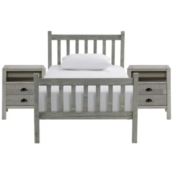 Beds & Headboards-Kirkland's Home Rustic Pine Spindle 3-Pc. Twin Bedroom Set Gray