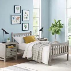 Beds & Headboards-Kirkland's Home Rustic Pine Spindle 3-Pc. Twin Bedroom Set Gray