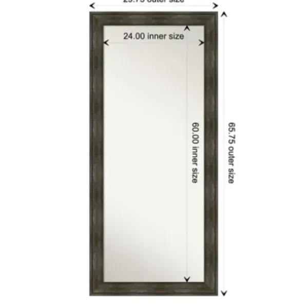 Full Length & Floor Mirrors-Kirkland's Home Rustic Rail Charred Framed Mirror, 30X66 In.