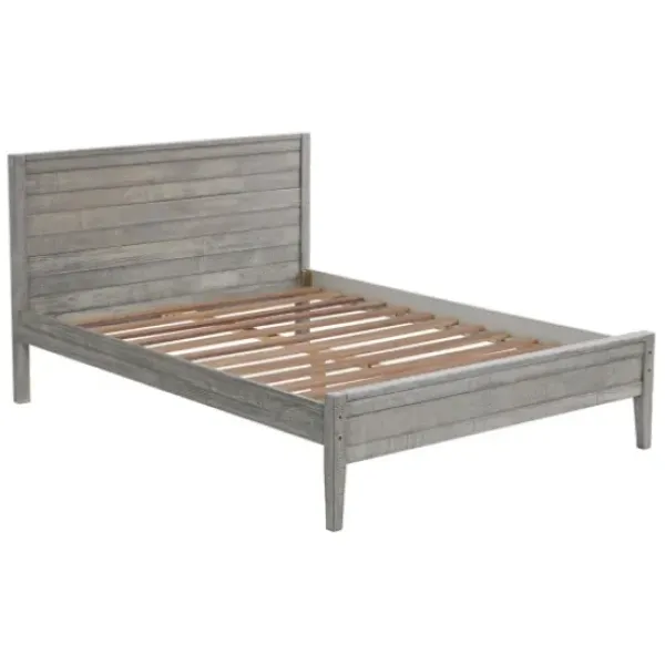 Beds & Headboards-Kirkland's Home Rustic Smoke Wood Panel Full Bed Frame Gray