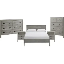 Beds & Headboards-Kirkland's Home Rustic Smoke Wood Panel Full Bed Frame Gray