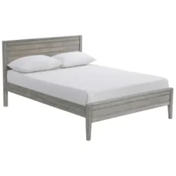 Beds & Headboards-Kirkland's Home Rustic Smoke Wood Panel Full Bed Frame Gray