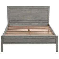 Beds & Headboards-Kirkland's Home Rustic Smoke Wood Panel Full Bed Frame Gray