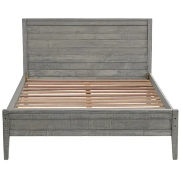 Beds & Headboards-Kirkland's Home Rustic Smoke Wood Panel Full Bed Frame Gray