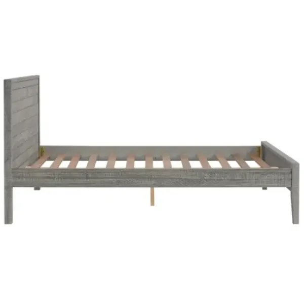 Beds & Headboards-Kirkland's Home Rustic Smoke Wood Panel Full Bed Frame Gray