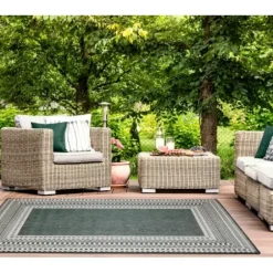 Outdoor Rugs-Kirkland's Home Rustic Southern Indoor/Outdoor Area Rug, 7X9 Ivory/Orange