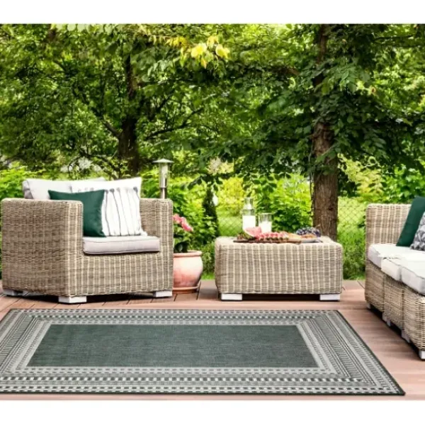 Outdoor Rugs-Kirkland's Home Rustic Southern Indoor/Outdoor Area Rug, 7X9 Ivory/Orange