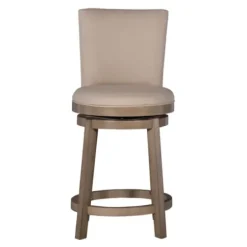 Bar Stools & Counter Height Stools-Kirkland's Home Rustic Taupe Upholstered Swivel Counter Stool Tan