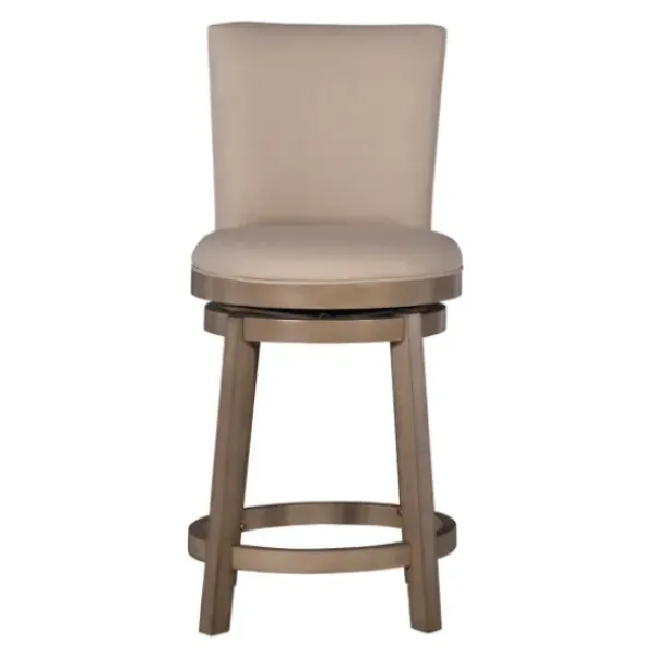 Bar Stools & Counter Height Stools-Kirkland's Home Rustic Taupe Upholstered Swivel Counter Stool Tan
