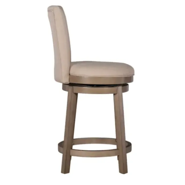 Bar Stools & Counter Height Stools-Kirkland's Home Rustic Taupe Upholstered Swivel Counter Stool Tan