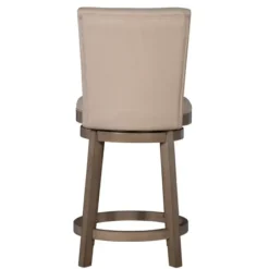 Bar Stools & Counter Height Stools-Kirkland's Home Rustic Taupe Upholstered Swivel Counter Stool Tan