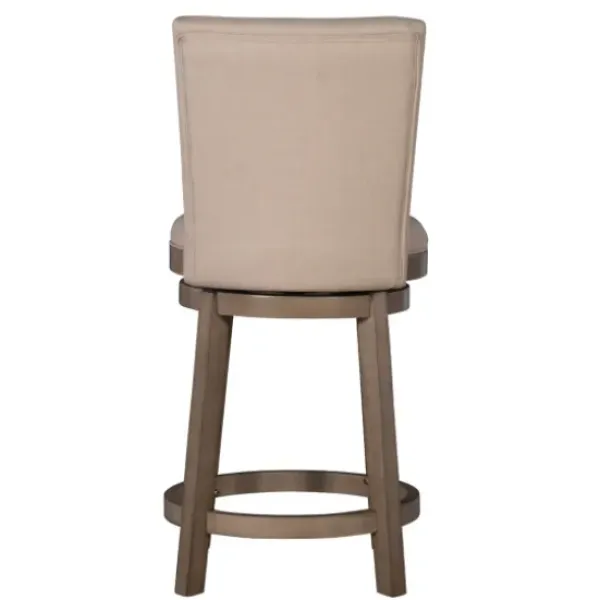Bar Stools & Counter Height Stools-Kirkland's Home Rustic Taupe Upholstered Swivel Counter Stool Tan