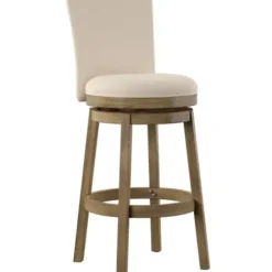 Bar Stools & Counter Height Stools-Kirkland's Home Rustic Taupe Upholstered Swivel Bar Stool Tan