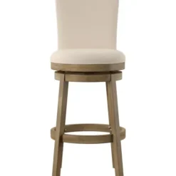 Bar Stools & Counter Height Stools-Kirkland's Home Rustic Taupe Upholstered Swivel Bar Stool Tan