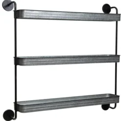 Shelves-Kirkland's Home Rustic Three Tiered Galvanized Metal Wall Shelf