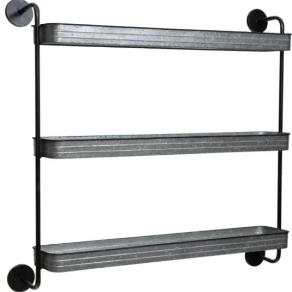 Shelves-Kirkland's Home Rustic Three Tiered Galvanized Metal Wall Shelf