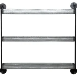 Shelves-Kirkland's Home Rustic Three Tiered Galvanized Metal Wall Shelf