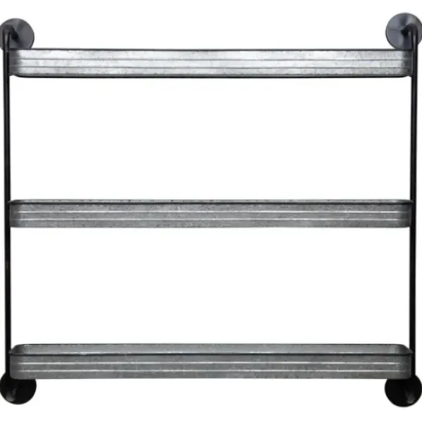 Shelves-Kirkland's Home Rustic Three Tiered Galvanized Metal Wall Shelf