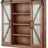Cabinets & Sideboards-Kirkland's Home Rustic Walnut Sliding Metal Door Cabinet Brown