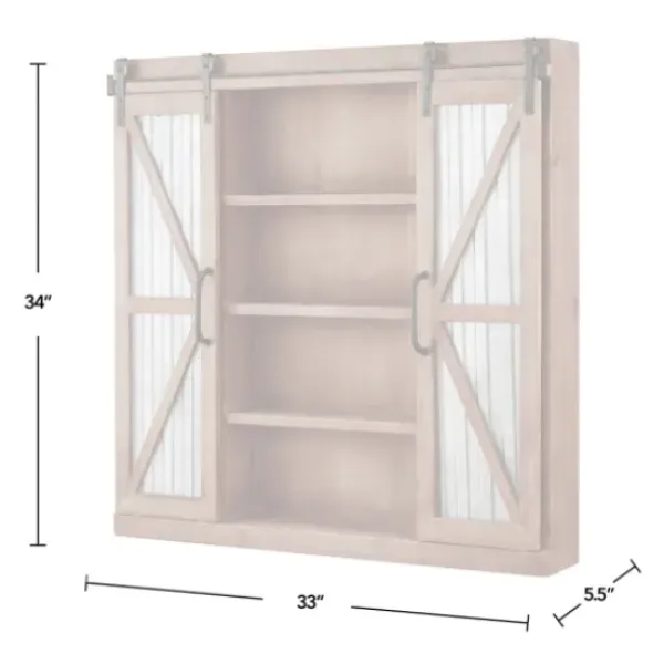 Cabinets & Sideboards-Kirkland's Home Rustic Walnut Sliding Metal Door Cabinet Brown