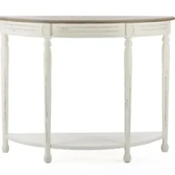 Console Tables-Kirkland's Home Rustic White Half Moon Console Table